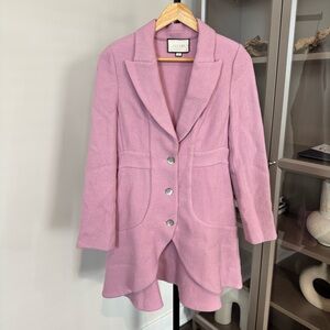 Alexis Wool Blend Peplum Coat Mauve Pink Iridescent Button Up Jacket S Small